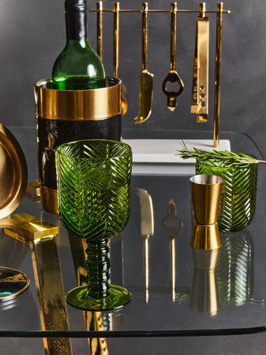 Fleur Set Of Four Green Wine Glasses