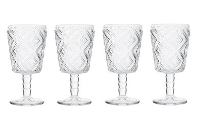 Fleur Set Of Four Clear Wine Glasses