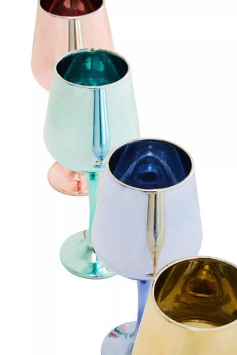 Set of Four Wine Glasses in Assorted Colours | Aurora