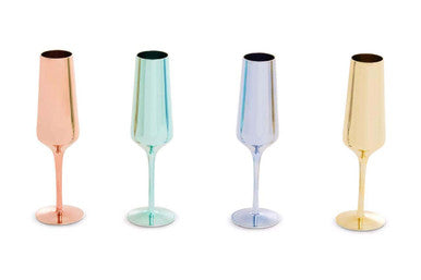 Aurora Set of Four Champagne Flutes In Assorted Colours