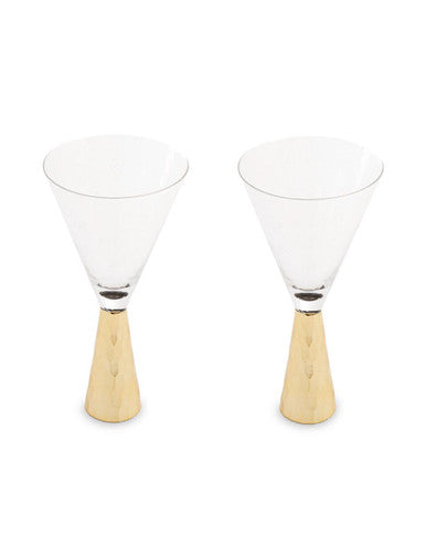 Set Of Two Astrid Wine Glasses With Gold Finish Stem