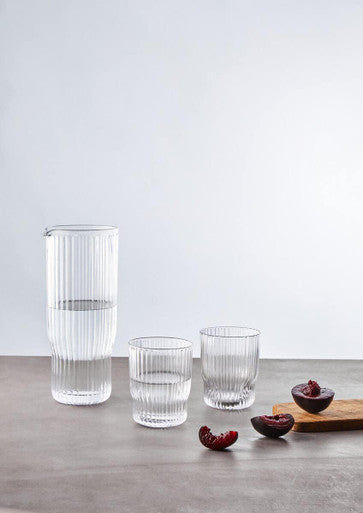 Ribbed Glass and Jug Three Piece Set | Juno