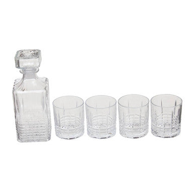 Dayla Ribbed Pattern Decanter With Four Glasses