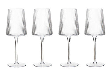 Eldon Set of Four Ribbed Wine Glasses 430ml