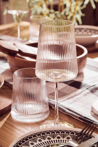 Eldon Set of Four Ribbed Wine Glasses 430ml