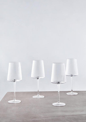 Eldon Set Of Four Ribbed Wine Glasses Mob Packaging