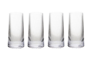 Set Of Four Eldon Ribbed Clear Hi Ball Glasses Mob Packagaing