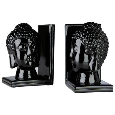 Buddha Head Black Bookends - Set of 2 | Piper