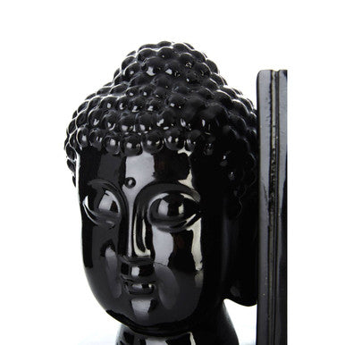 Buddha Head Black Bookends - Set of 2 | Piper