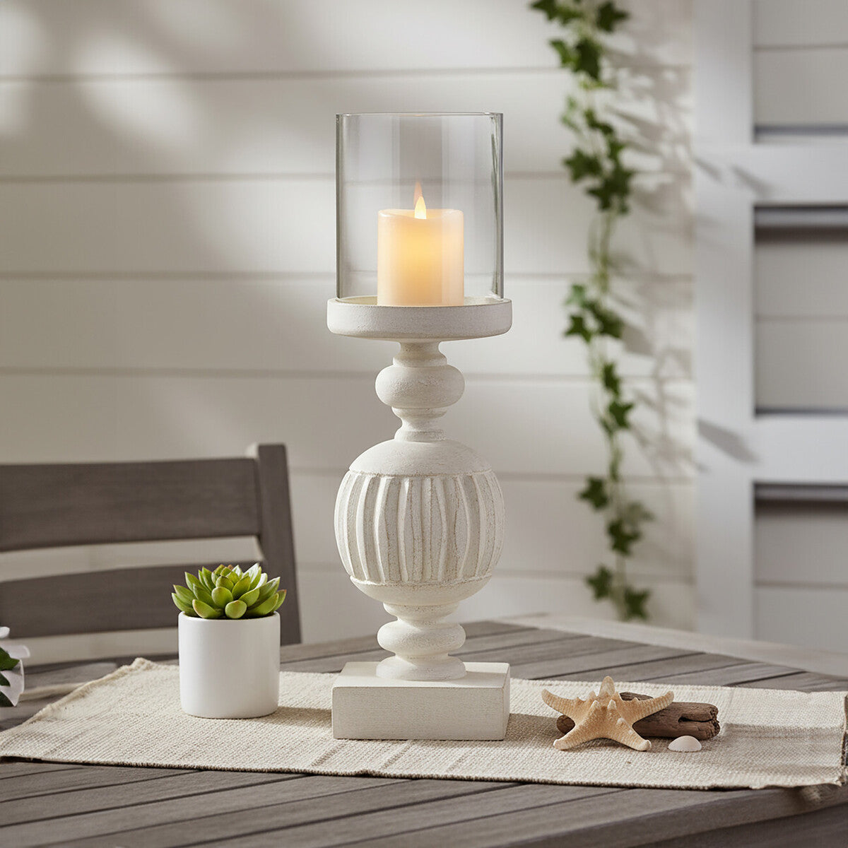 Mango Wood Carved Candle Holder