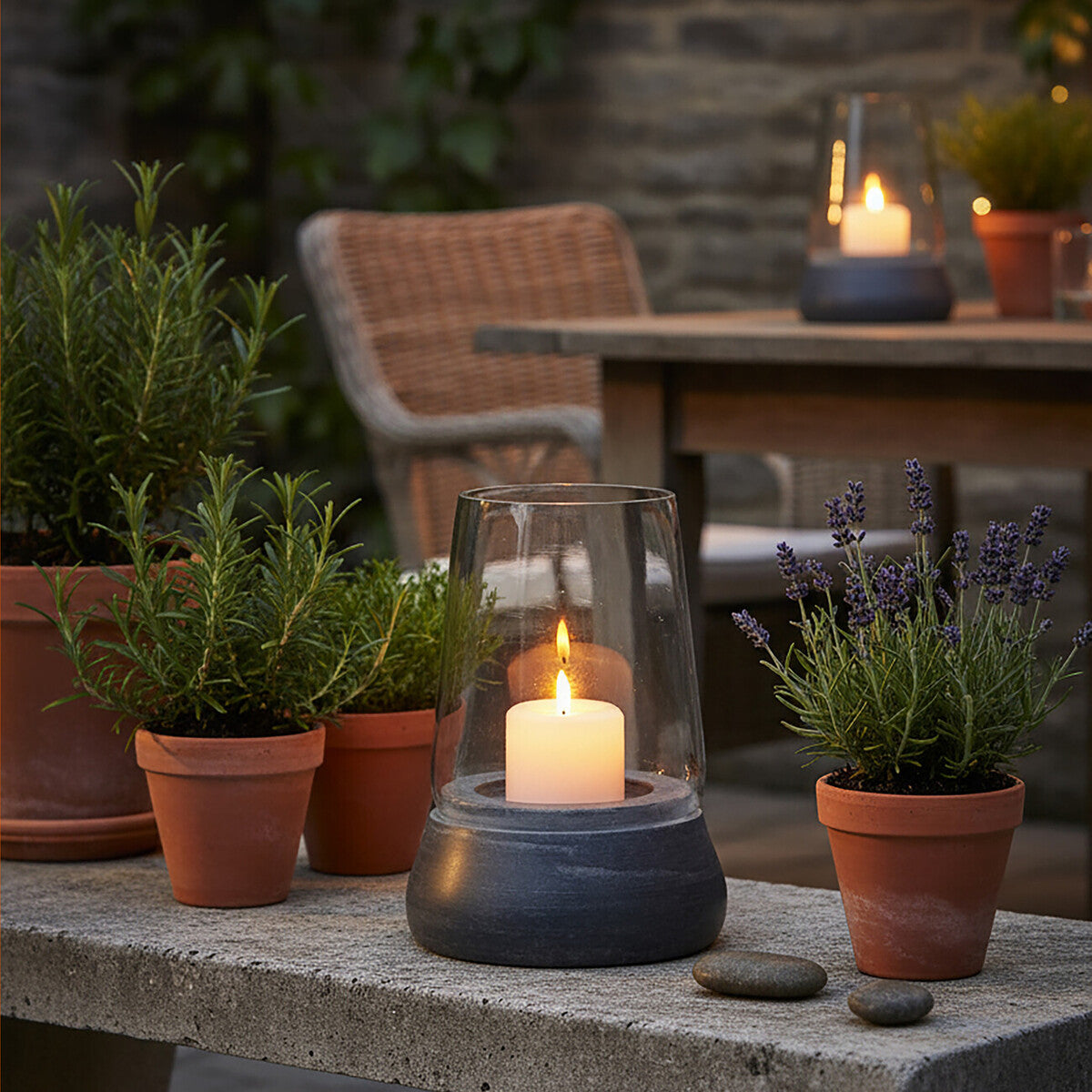 Complements Grey Marble and Glass Candle Holder | Kira
