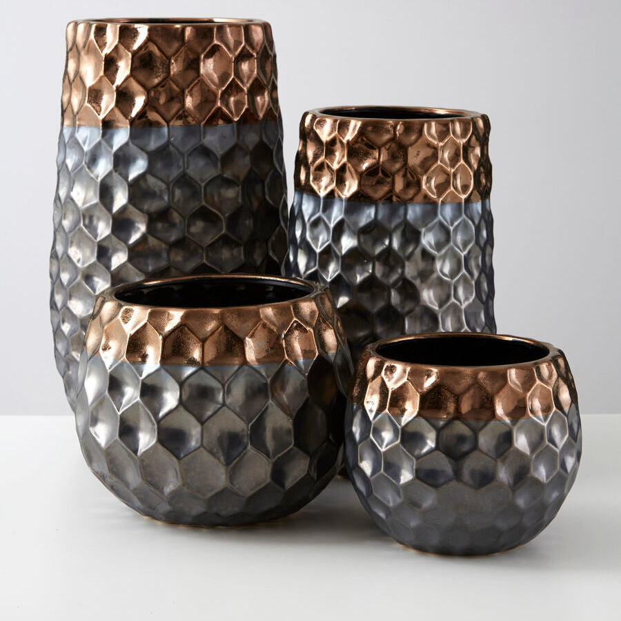 Large Ceramic Planter with Metallic Finish | Galaxy