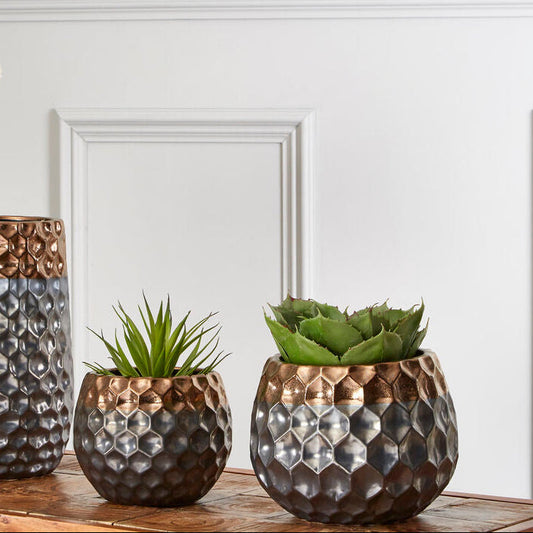 Galaxy Large Ceramic Planter with Metallic Finish