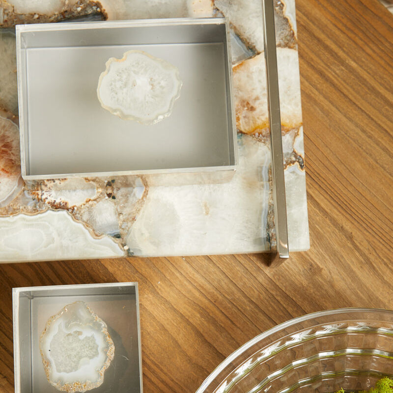 Bowerbird White Agate Large Tray