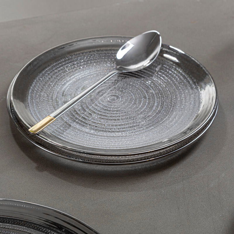 Embossed Glass with Silver Rim Charger Plate | Ida