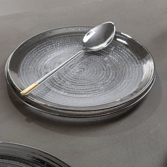 Embossed Glass with Silver Rim Charger Plate | Ida
