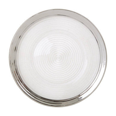 Embossed Glass Dinner Plate with Silver Rim | Ida