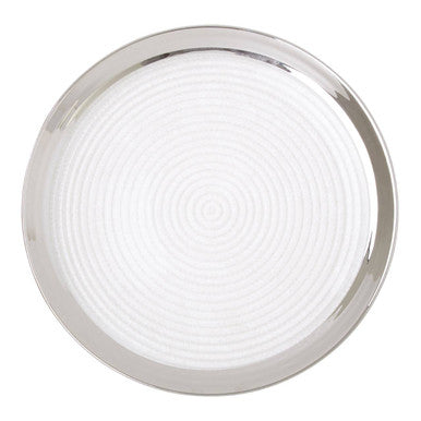 Embossed Glass Coupe Dinner Plate with Silver Rim | Ida