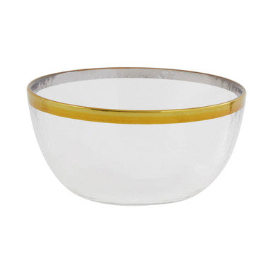 Ida Textured Glass Bowl With Gold Rim
