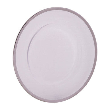 Ida 33Cm Glass Charger Plate With Silver Rim
