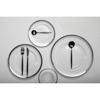 Ida 33Cm Glass Charger Plate With Silver Rim