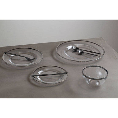Ida 33Cm Glass Charger Plate With Silver Rim