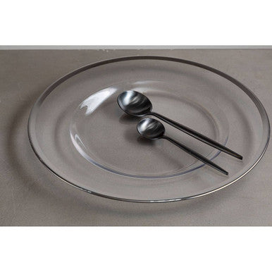 Ida 33Cm Glass Charger Plate With Silver Rim