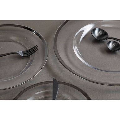 Ida 33Cm Glass Charger Plate With Silver Rim