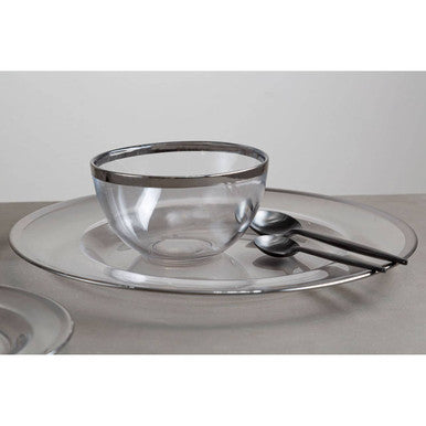 Ida 33Cm Glass Charger Plate With Silver Rim