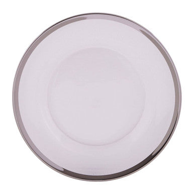Ida 27Cm Plain Dinner Plate With Silver Rim