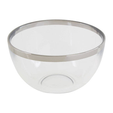 Ida 15Cm Plain Glass Bowl With Silver Rim