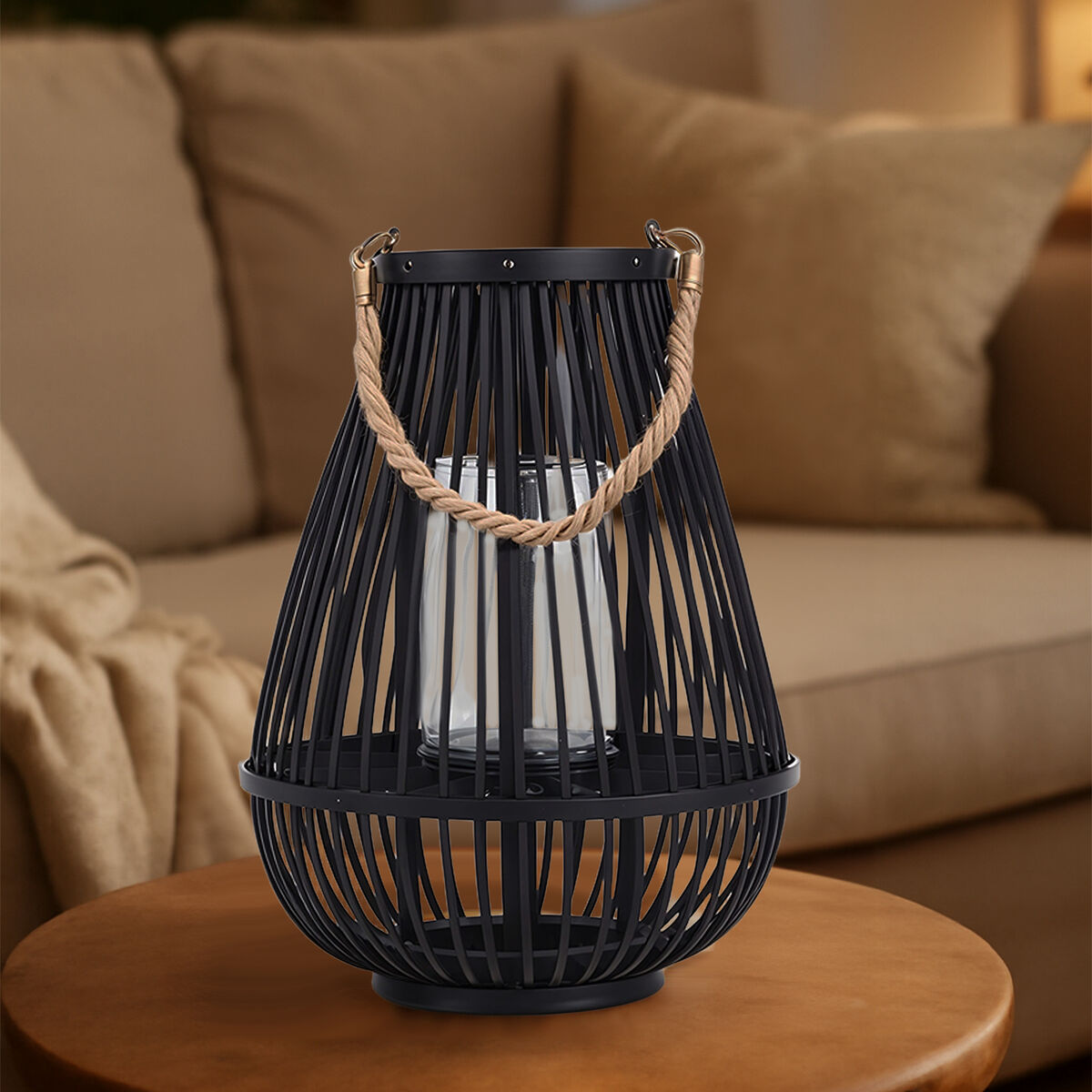 Small Black Bamboo Lantern | Lentigo