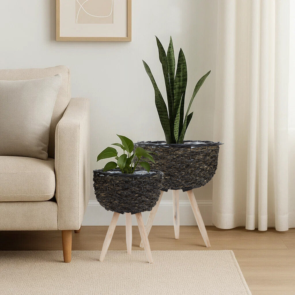 Set of Two Black Planters | Lentigo