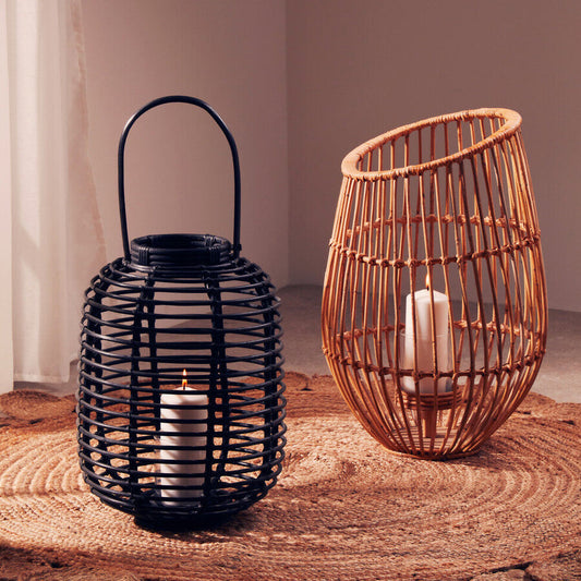 Mataram Small Black Natural Rattan Lantern