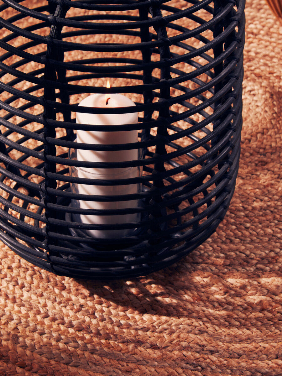 Mataram Small Black Natural Rattan Lantern