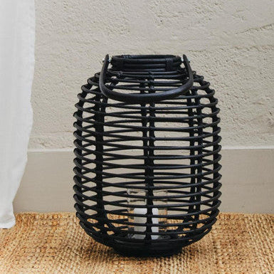 Mataram Small Black Natural Rattan Lantern