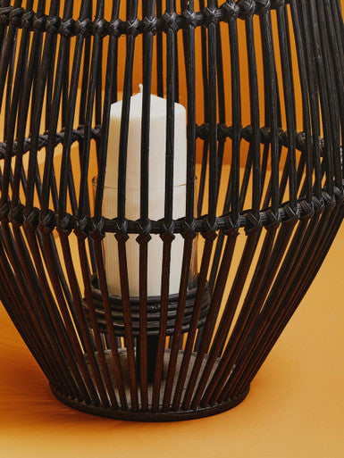 Mataram Large Black Natural Rattan Lantern
