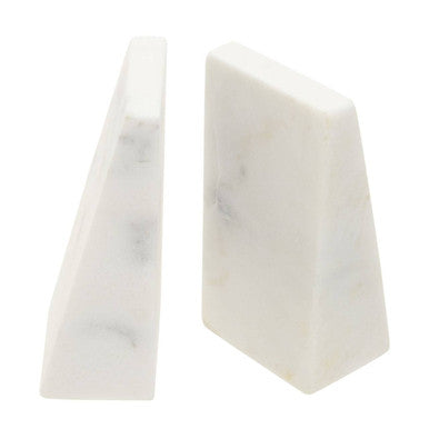 Marris Set Of 2 White Marble Bookends