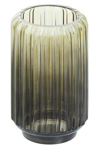 Small Grey Ribbed Glass Vase | Chima