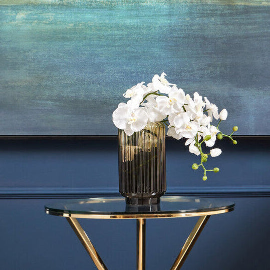 Small Grey Ribbed Glass Vase | Chima