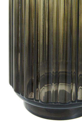Small Grey Ribbed Glass Vase | Chima