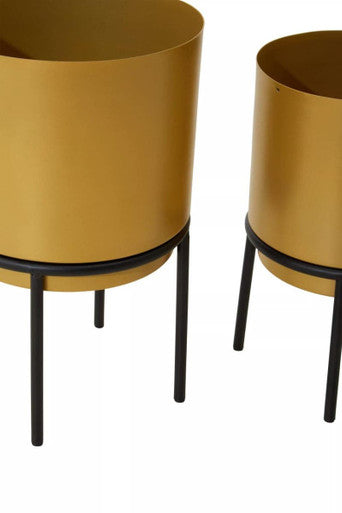 Set of Three Gold Finish Planters | Avento