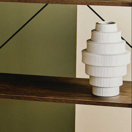 Fabia White Large Step Design Vase