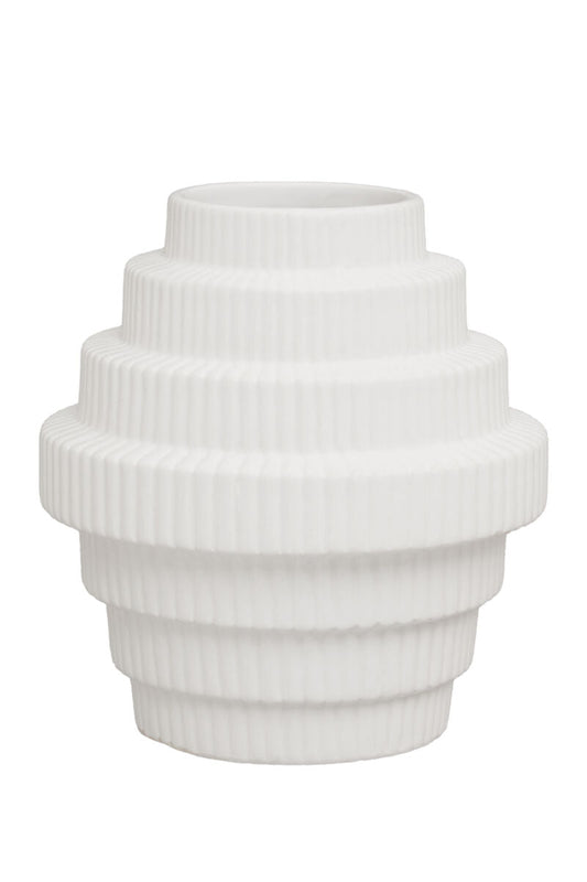 Fabia White Small Step Design Vase