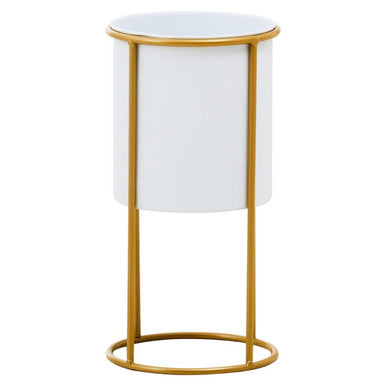 Trosa Small White And Gold Floor Standing Planter