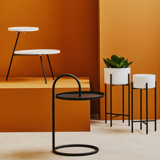 Trosa Small White And Black Floor Standing Planter