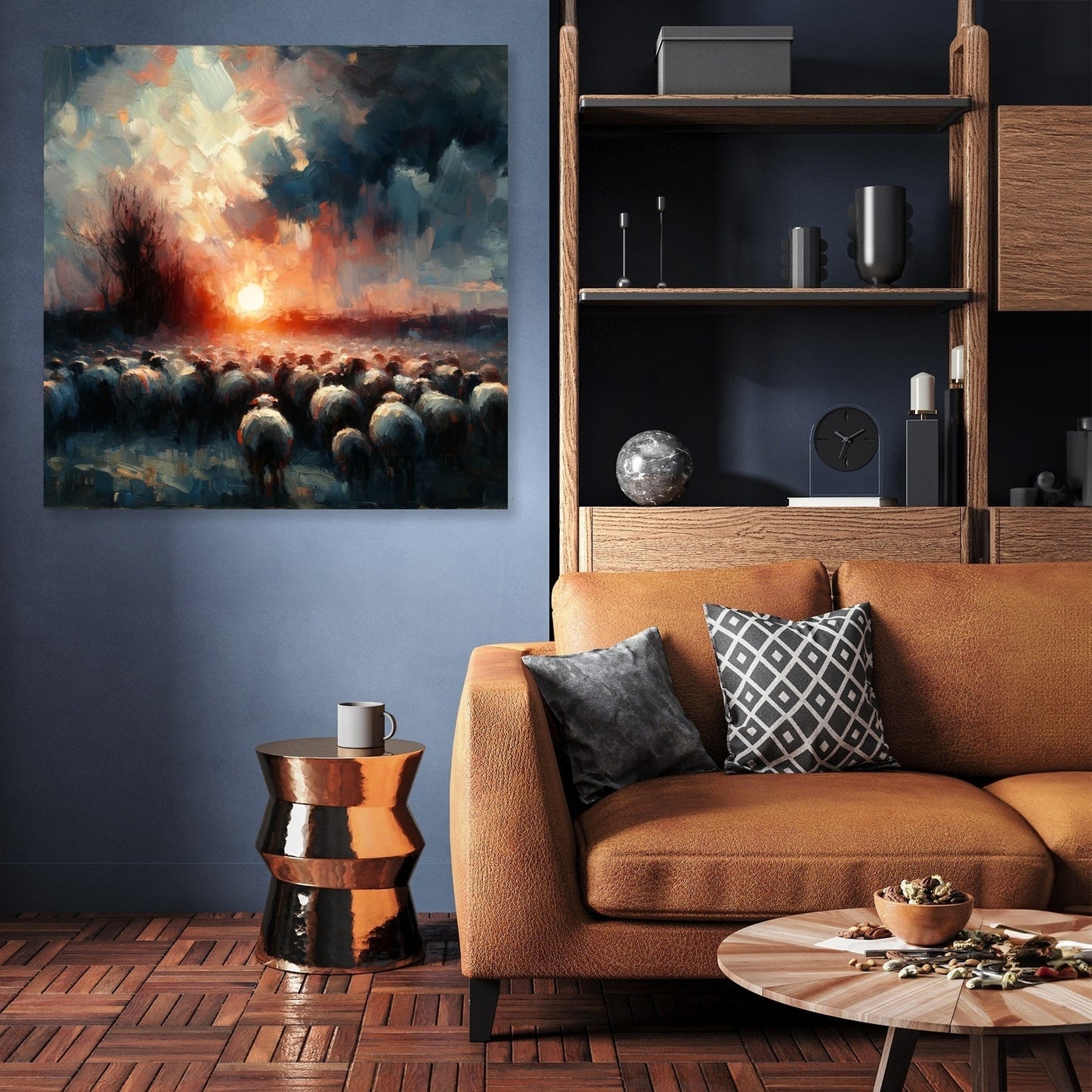 Dusk Silhouettes Sheep Canvas