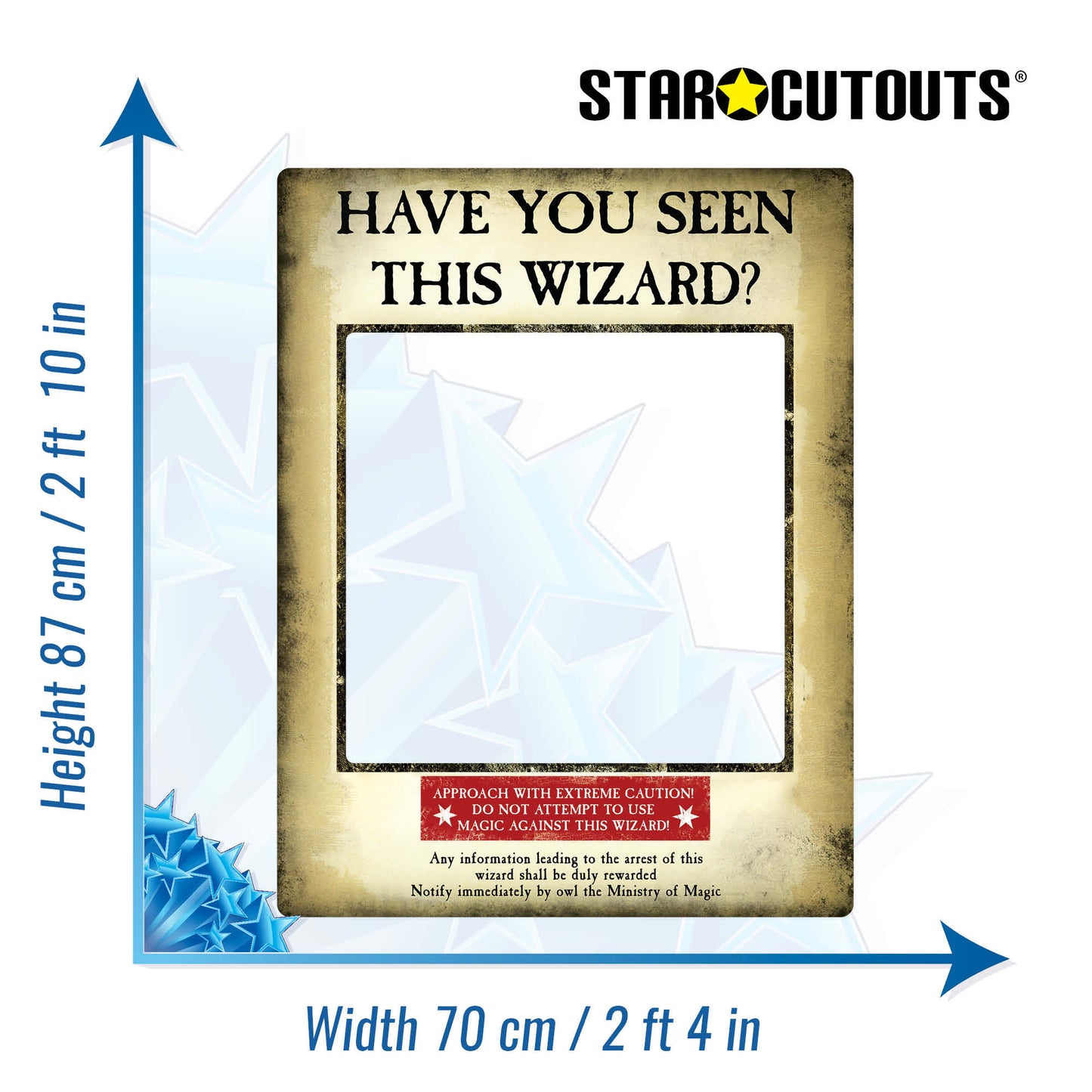 SC1419 Harry Potter Wanted Poster  Gold Selfie Frame Height 87cm