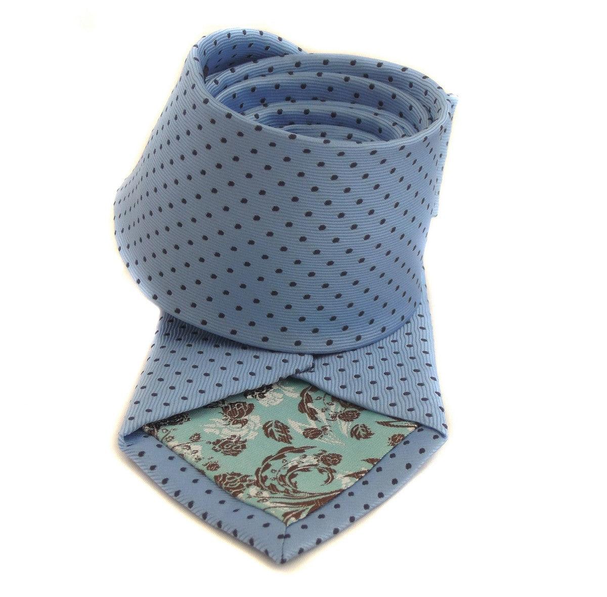light blue tie with navy pin dots