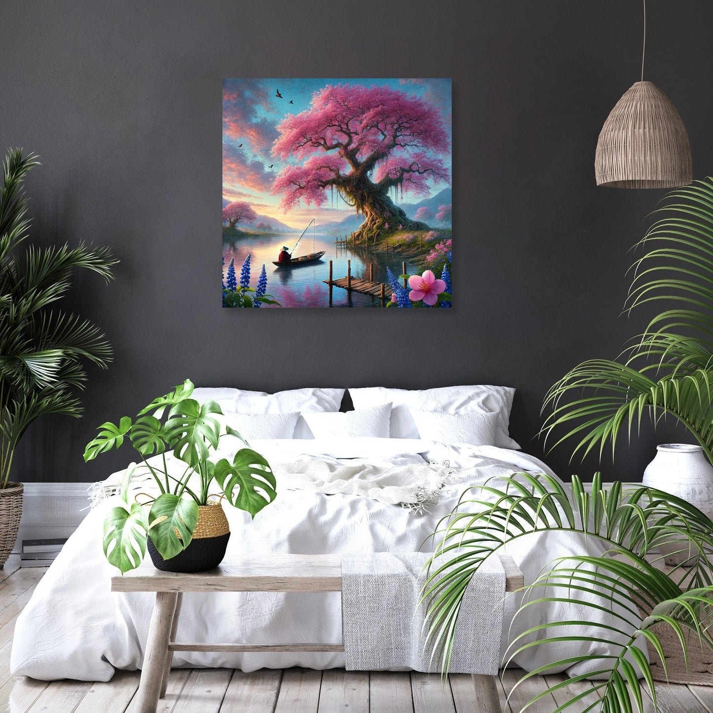 Tranquil Blossom Lake Canvas